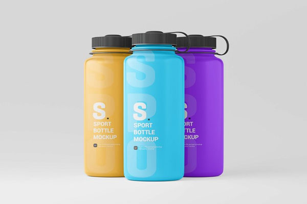 4 Shows of Sport Bottle Mockup