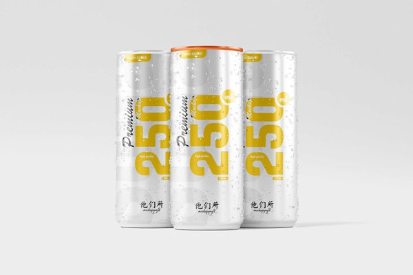 4 Sights of 250ml Soda Can Mockups