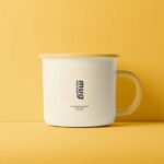 4 Sights of Enamel Mug Mockup with Notebook