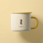 4 Sights of Enamel Mug Mockup with Notebook