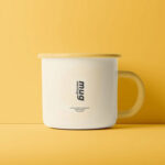 4 Sights of Enamel Mug Mockup with Notebook