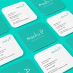 4 Sights of Rounded Corner Square Business Card Mockup mockup preview