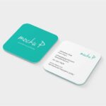 4 Sights of Rounded Corner Square Business Card Mockup mockup preview