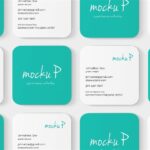 4 Sights of Rounded Corner Square Business Card Mockup mockup preview