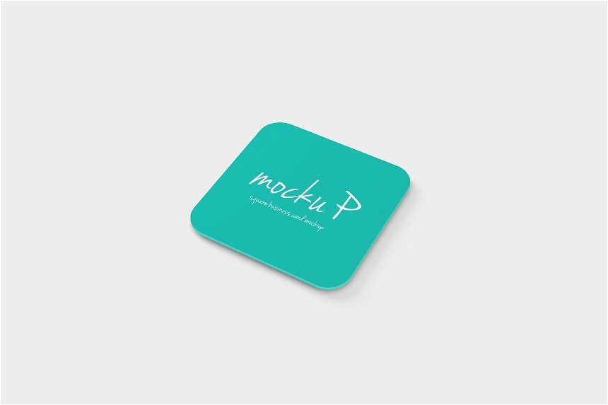 4 Sights of Rounded Corner Square Business Card Mockup mockup preview