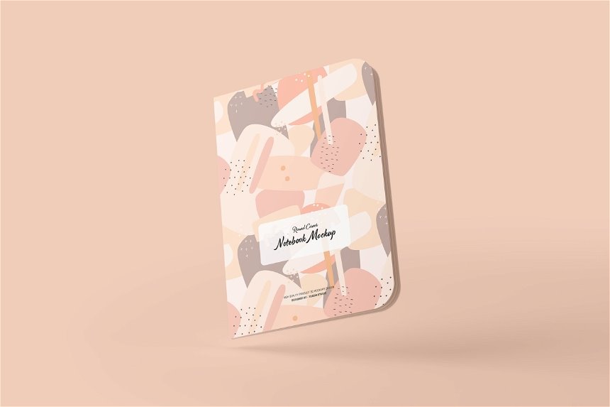 4 Sights of Sleek Rounded Corner Notebook Mockup mockup preview