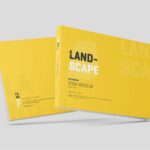 4 Sights of Softcover Landscape Book Mockup
