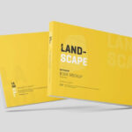 4 Sights of Softcover Landscape Book Mockup