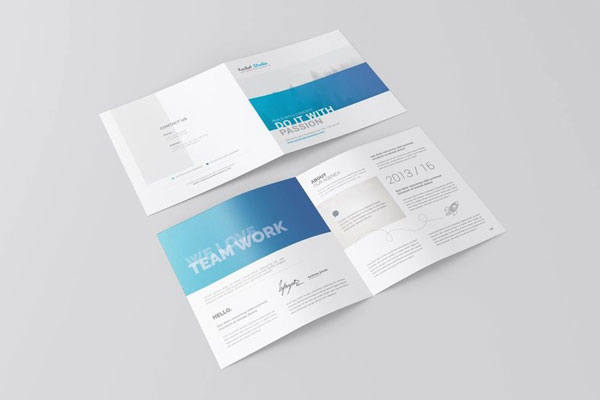 4 Sights of Square Bi Fold Brochure Mockup