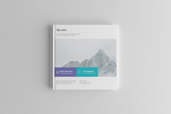 4 Sights of Square Hardcover Book Mockup