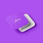 4 Sights of Square Rounded Corner Business Card Mockup