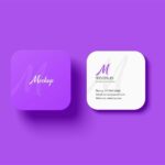 4 Sights of Square Rounded Corner Business Card Mockup