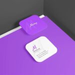 4 Sights of Square Rounded Corner Business Card Mockup