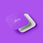4 Sights of Square Rounded Corner Business Card Mockup