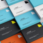 4 Sights of Stacked Business Cards Mockup