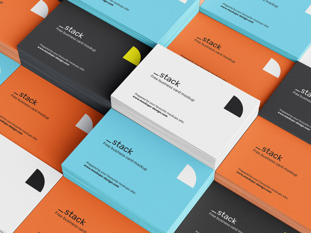 4 Sights of Stacked Business Cards Mockup