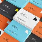 4 Sights of Stacked Business Cards Mockup