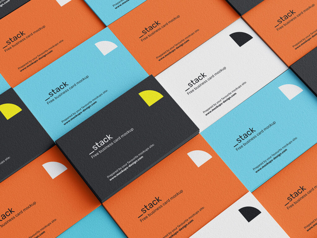 4 Sights of Stacked Business Cards Mockup