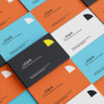 4 Sights of Stacked Business Cards Mockup