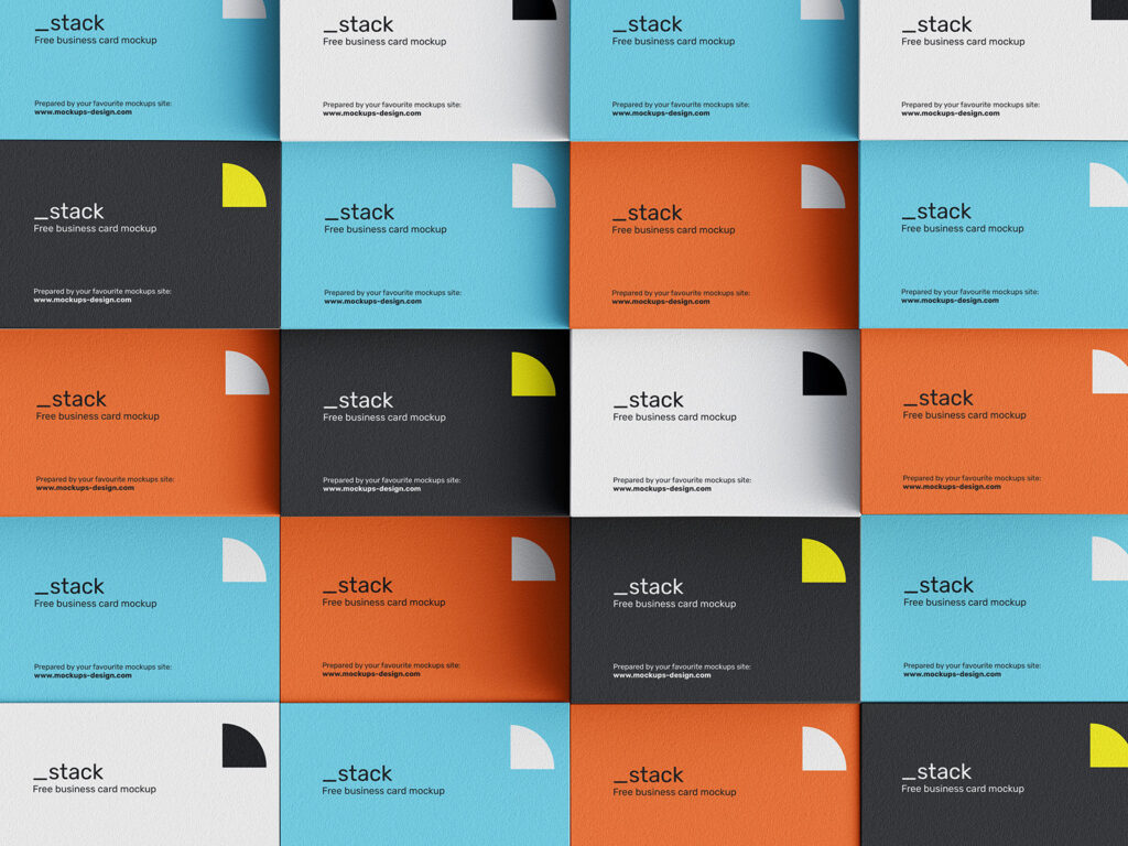 4 Sights of Stacked Business Cards Mockup