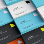 4 Sights of Stacked Business Cards Mockup