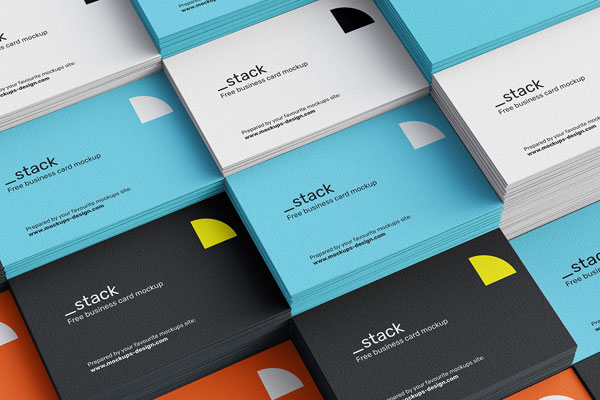 4 Sights of Stacked Business Cards Mockup