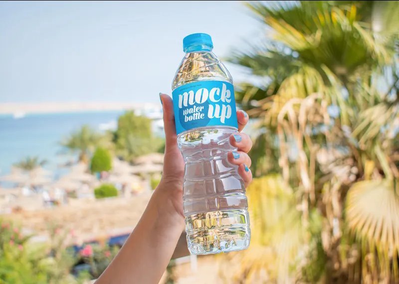 4 Sights of Hand Holding Water Bottle Mockup