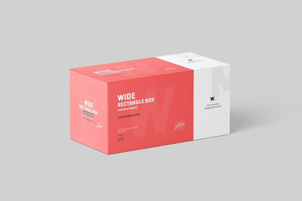 4 Sights of Wide Rectangle Box Mockup