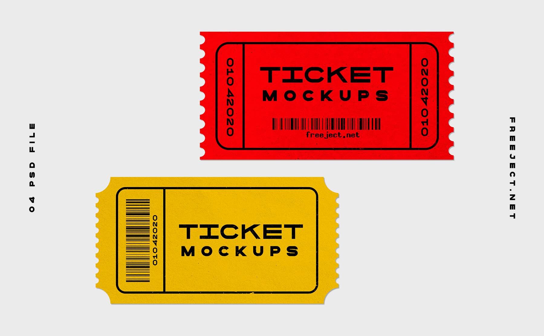 4 Top View Mockups of Tickets in Different Arrangements FREE PSD
