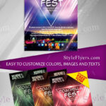 4 Urban, Geometric, Modern Coachella Festival Flyer Templates
