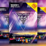 4 Urban, Geometric, Modern Coachella Festival Flyer Templates