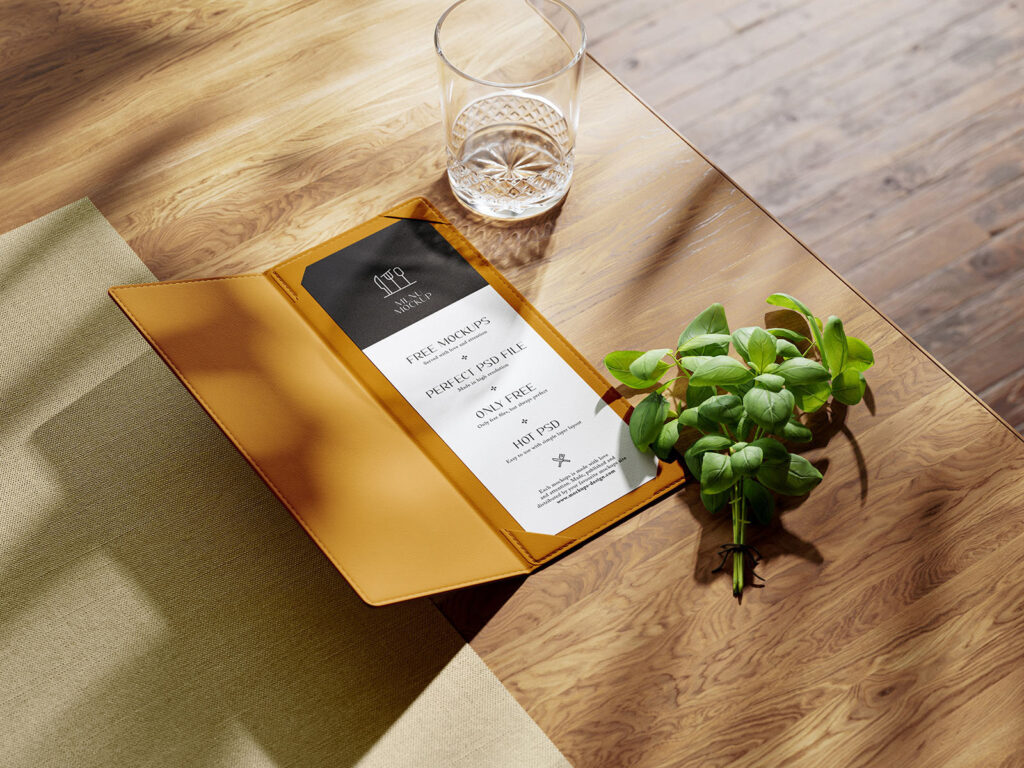 4 Various Showcases of Menu Cover Mockup