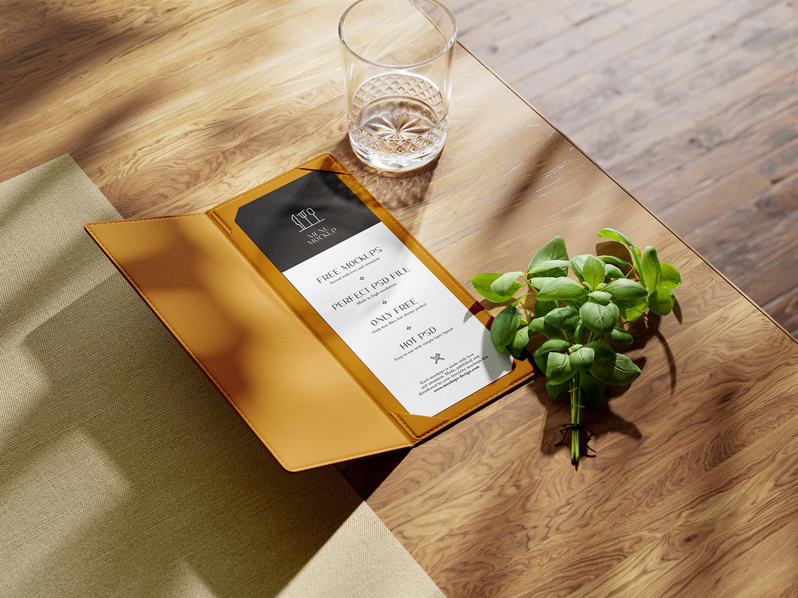 4 Various Showcases of Menu Cover Mockup FREE PSD