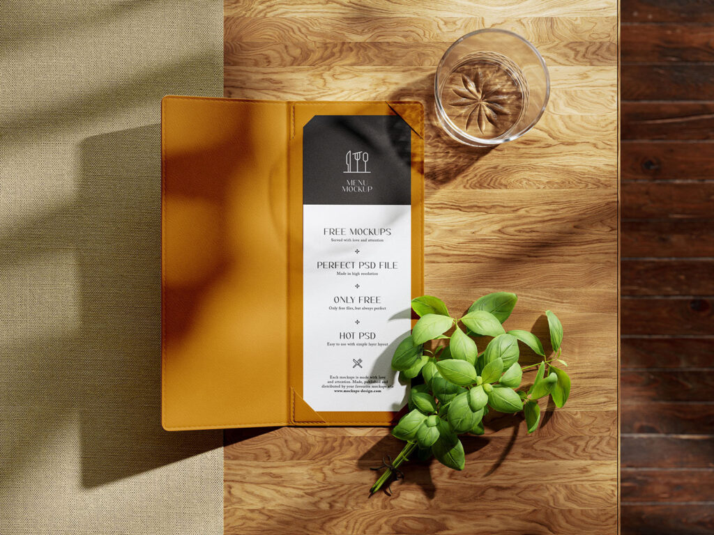 4 Various Showcases of Menu Cover Mockup
