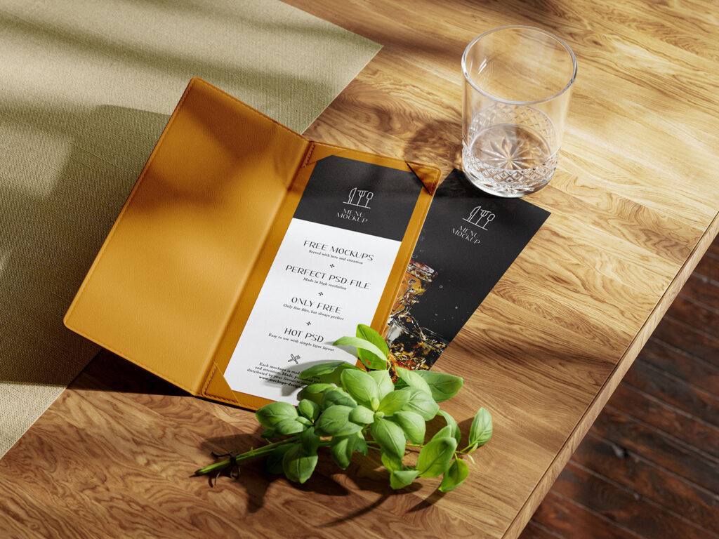 4 Various Showcases of Menu Cover Mockup