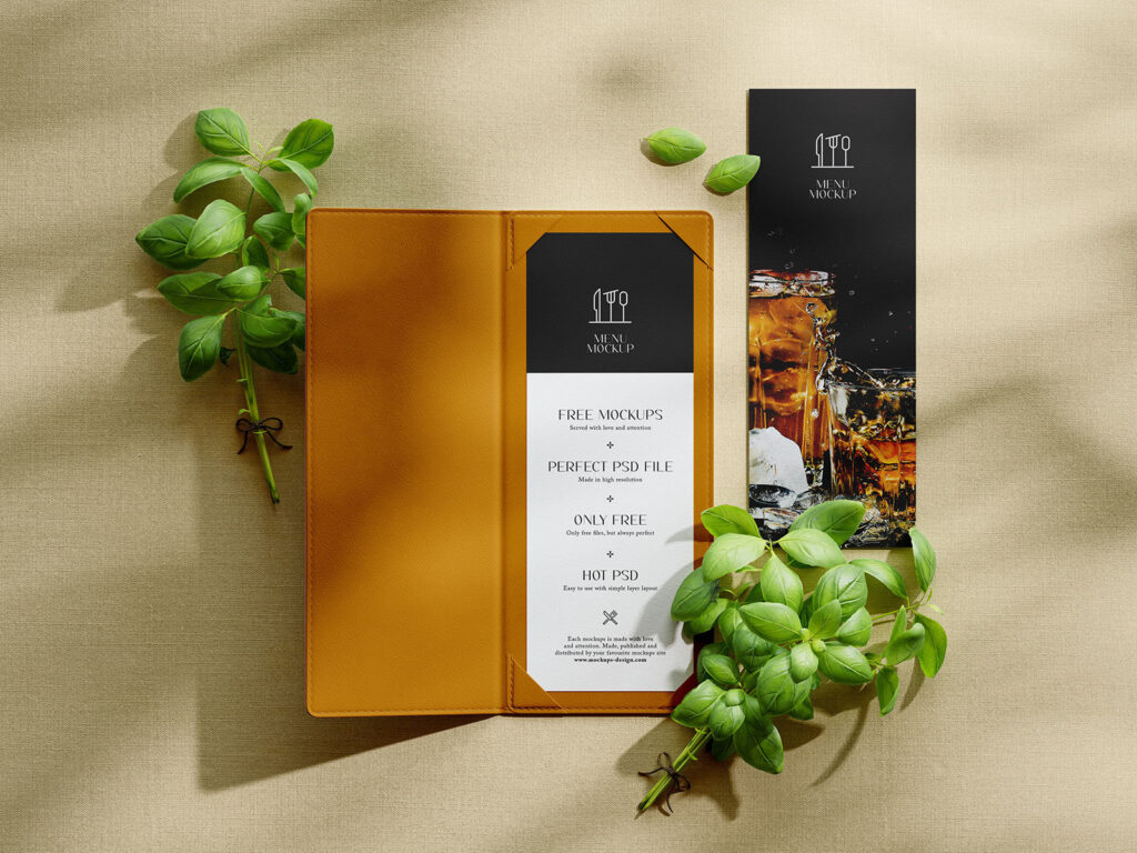 4 Various Showcases of Menu Cover Mockup