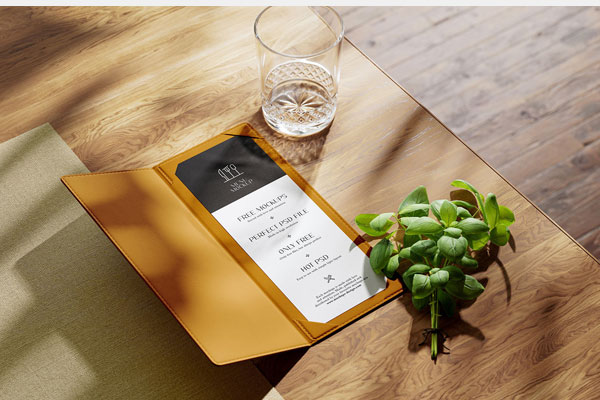4 Various Showcases of Menu Cover Mockup