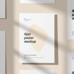 4 Views of Flyer Mockup with Shadows