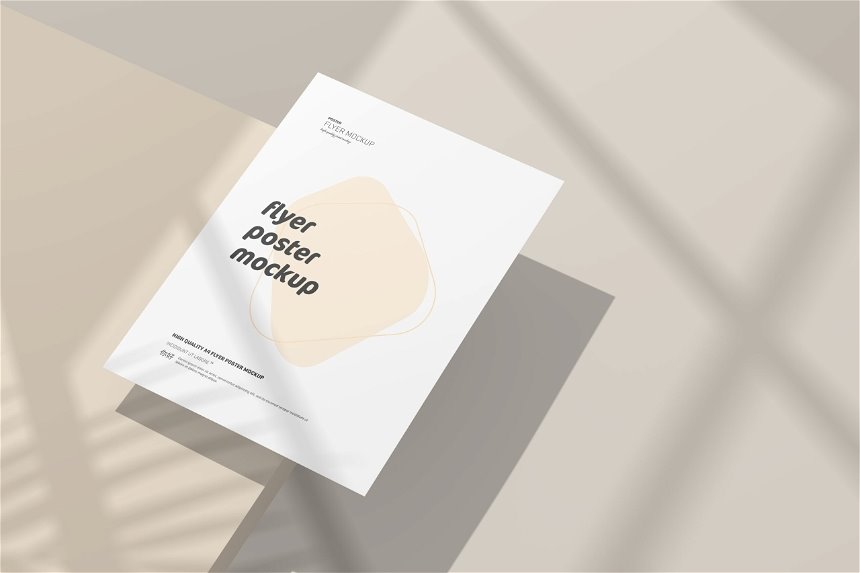 4 Views of Flyer Mockup with Shadows
