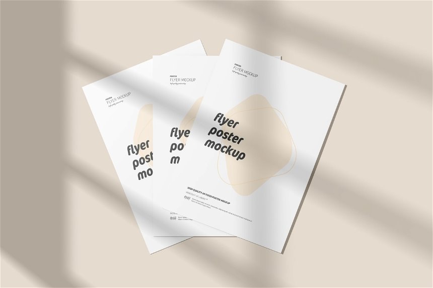 4 Views of Flyer Mockup with Shadows
