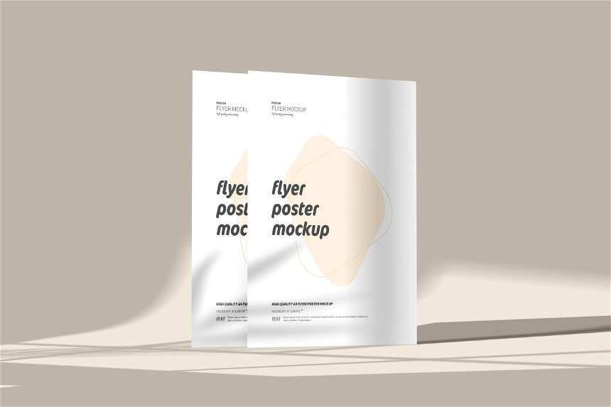 4 Views of Flyer Mockup with Shadows