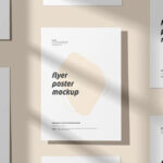 4 Views of Flyer Mockup with Shadows