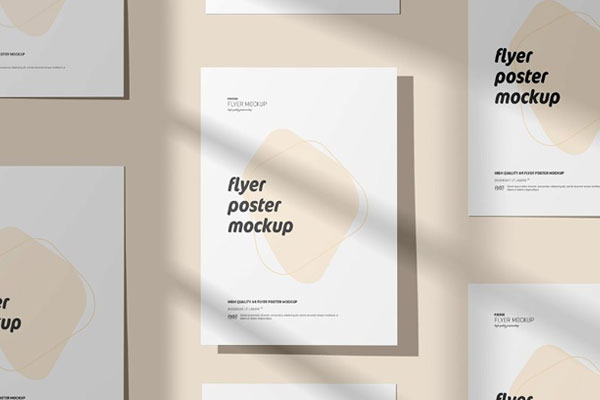 4 Views of Flyer Mockup with Shadows