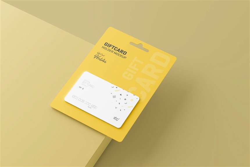 4 Views of Gift Card Mockup with Card Holder