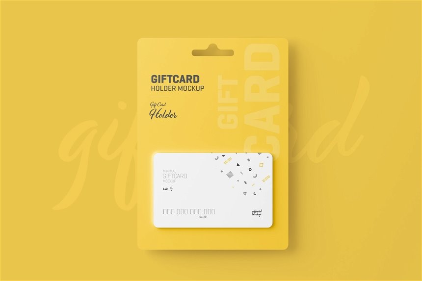 4 Views of Gift Card Mockup with Card Holder
