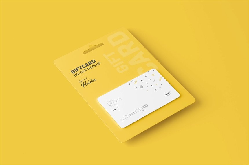 4 Views of Gift Card Mockup with Card Holder