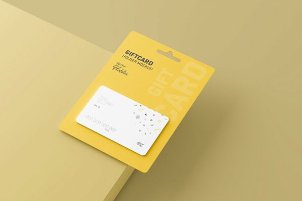 4 Views of Gift Card Mockup with Card Holder