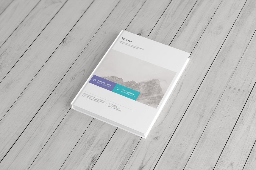 4 Views of Portrait Book Mockup Hardcover