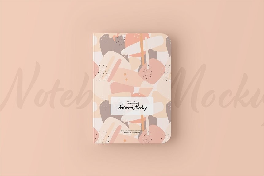 4 Views of Rounded Corner Notebook Mockup