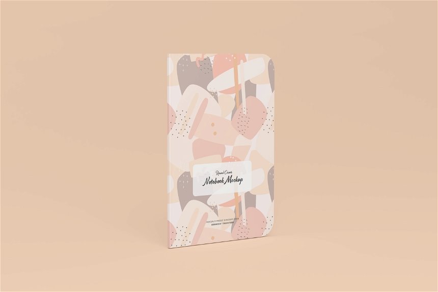 4 Views of Rounded Corner Notebook Mockup